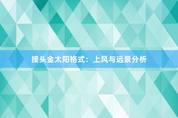 接头金太阳格式：上风与远景分析